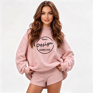 Sudaderas Personalizadas de Manga Larga, Holgadas, Color Gris Perla, Cuello Alto, Bordado Personalizado, Fabricante de Sudaderas para Mujer - Product Image 1