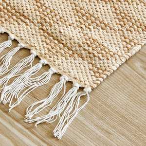 Alfombra Rectangular Tejida a Mano con Base de Látex y Patrón Geométrico Moderno, con Flecos, para Sala de Estar, Dormitorio o Entrada - Product Image 3