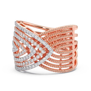 Bague Statement Chevron Superposée en Diamant Or Rose - Product Image 3