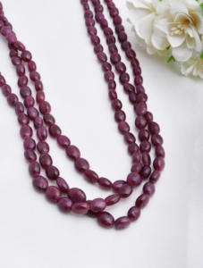 ลูกปัดทับทิมธรรมชาติทรงรีเรียบ 3 เส้น สำหรับทำเครื่องประดับอัญมณีชั้นดี สร้อยคอ - Product Image 6