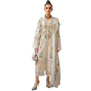 Женский летний костюм-тройка в пакистанском стиле: вышитый хлопковый/трикотажный повседневный свободный крой, не мнется - Product Image 1