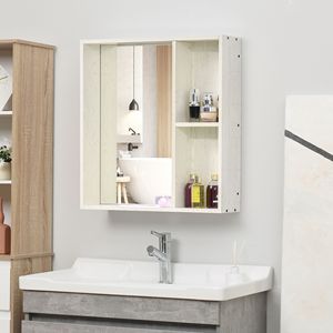 Armoire à pharmacie murale blanche de 24,75 x 25,5 pouces avec miroir et étagère de rangement, meuble de salle de bain - Product Image 2
