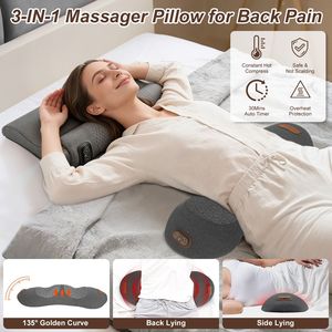 3-in-1 Electric Lumbar <b>Massager</b> with Memory Foam Plug-in Lower <b>Back</b> Support Pillow Heat <b>Vibration</b> Airbag Stretching Features - Product Image 4