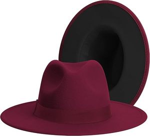 Chapeau Fedora en Laine Bordeaux Unisexe pour Adulte, Style Européen, Taille 56-58CM, à Bord Large avec Ruban Décoratif - Product Image 3