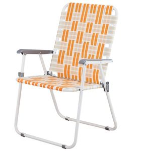 Set di 2 arancio bianco palmato sedie a sdraio pieghevoli per Patio esterno prato campeggio cortile pesca barbecue a bordo piscina - Product Image 1