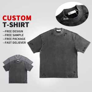 Fabricantes de Ropa al por Mayor, Camisetas Personalizadas con Logotipo, Camisetas de Hombre 100% Algodón, Camisetas Extra Grandes Vintage con Lavado Ácido para Hombre - Product Image 2