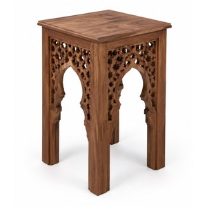 Table d'appoint marocaine en bois d'acacia, motif fer à cheval ajouré, vente en gros - Product Image 1