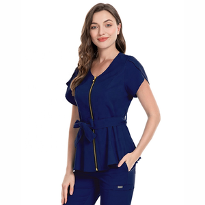 Tenues médicales uniformes à col en V pour femmes, ensembles de blouses d'infirmière à manches courtes et pantalons jogger pour infirmières - Product Image 4