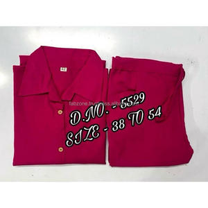 Hermoso algodón pesado flameado/algodón flexible (Hibisco) Cordset de tela de la mejor calidad (camisa de longitud corta-29 ") con botones de madera y L - Product Image 3