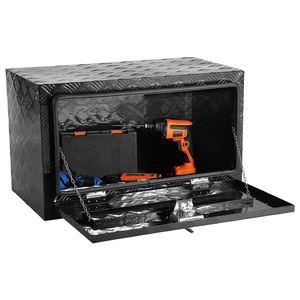 Cassone per Camion in Alluminio Rinforzato 76x35x40 cm con Piastra Diamantata, Impermeabile, per Stoccaggio e Trasporto, con Chiavi di Blocco - Product Image 1