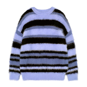 Suéter de mohair de alta calidad, jersey de invierno cálido, suéter de mohair colorido, suéter de mohair de punto jacquard afelpado. - Product Image 1