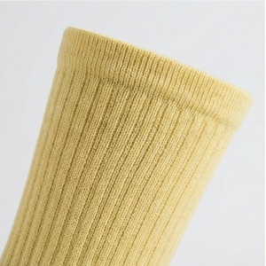 <b>Men's</b> Crew <b>Socks</b> Solid <b>Yellow</b> Knitted Breathable Cotton Spandex Daily Wear Regular Style Spring - Product Image 4