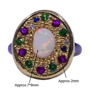 Wedding Wear 925 Sterling SIlver Gold Plated Jewelry <b>Opal</b> Multi Color Topaz Gemstone Women Wear Classic Couple <b>RIng</b> - Product Image 5