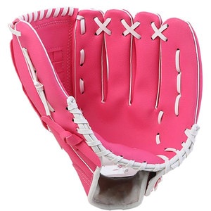 <b>Pink</b> Full Finger Baseball Glove Synthetic H-Web Right Handed Hook And Loop Closure Non Slip All Seasons Unisex - Product Image 1