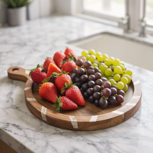 Tabla de cortar redonda de bambú desechable, la más vendida, con 1.5 cm de grosor y mango metálico de fácil limpieza, utensilio de cocina, regalo, decoración del hogar - Product Image 3