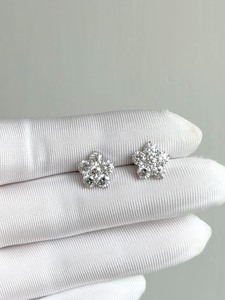 Proveedor de Joyería OEM, Aretes de Plata Esterlina 925 con Diamantes Cultivados en Laboratorio, Diseño Redondo de Flor de Estrella, para Vendedores de Comercio Electrónico y Empresas - Product Image 2