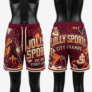 Shorts de basket-ball pour femmes, 160 GSM, polyester premium, maille respirante, bordeaux, panneau latéral blanc, logo personnalisé imprimé. - Product Image 3