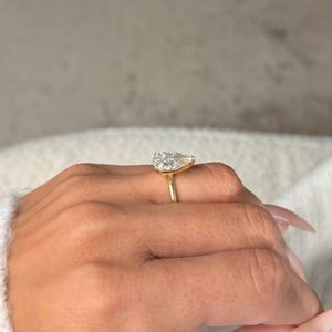 3 Carat Pear Cut Lab Grown Diamond 18K Gold Plated <b>Ring</b> for Women | IGI Certified <b>Solitaire</b> Engagement <b>Ring</b> Filled Diamonds - Product Image 3