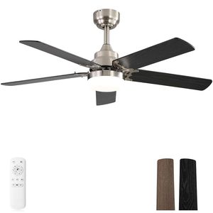 Ventilatore da soffitto LED da 42 pollici con 5 pale, motore DC reversibile silenzioso, telecomando e luce LED - Product Image 1