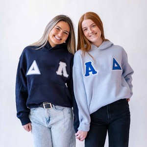 Custom Sorority Women's <b>Cow</b> <b>Print</b> Applique Embroidered Chi Printed Fleece Pullover <b>Hoodie</b> Front Casual Winter Autumn Greek - Product Image 6