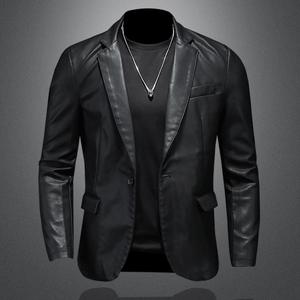 Men's Slim Fit 5XL Leather <b>Jacket</b> New Winter Moto Biker Outerwear with Turn Collar Casual PU & <b>Suede</b> Design - Product Image 1