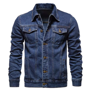 High Quality Oem Cotton Heavy Man Black Navy Blue Embroidery Oversize <b>Custom</b> Logo Female Men'S <b>Denim</b> Jeans <b>Jacket</b> for Men - Product Image 2
