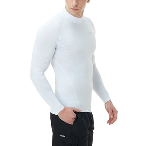Haut de sport athlétique unisexe Tesla à manches longues, respirant, 180g, anti-UV, blanc, séchage rapide, sans coutures - Product Image 1