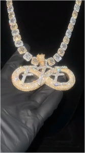 Pendentif Hip Hop en Moissanite pour Homme, Lettre Infinie Sertie de Pierres, Argent 925 Plaqué Or, Moissanite VVS Personnalisée - Product Image 3