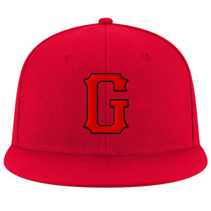 Casquette de baseball rouge à 6 panneaux de qualité export à prix abordable avec logo G brodé, ajustée, unisexe, décontractée, style snapback - Product Image 3