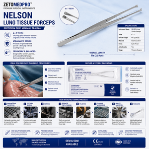 Pinzas para tejido pulmonar NELSON 6x7 dientes, longitud total 9in 22.9cm ZETOMEDPRO - Product Image 3