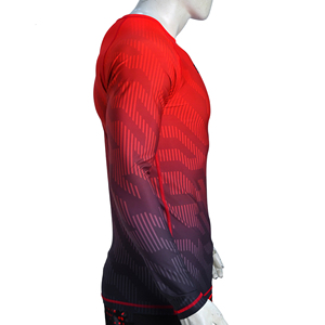 Haut de compression personnalisé pour homme à manches longues, sublimé, pour BJJ MMA, séchage rapide, respirant, pour la gym et le fitness - Product Image 3