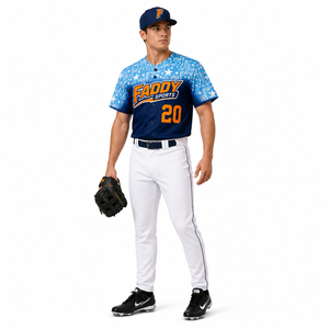 Ensemble d'uniformes de baseball personnalisés par sublimation, maillot de baseball respirant de haute qualité avec boutons et pantalon, équipement d'entraînement pour équipes masculines - Product Image 3