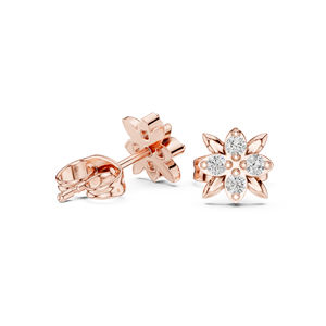 Boucles d'oreilles de fiançailles en or blanc 14 carats avec diamant rond cultivé en laboratoire pour femmes |   Nouveau diamant cultivé - Product Image 5