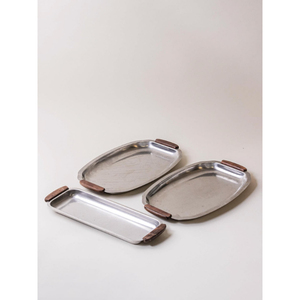 Bandeja Rectangular Decorativa de Metal con Diseño de Madera para Servir Comida en Mesa de Comedor, Bandejas para Servir en Hogares y Hoteles - Product Image 4