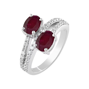 Anillo de Diamantes y Rubíes en Plata de Ley 92.5 KLSR-11288 - Product Image 1