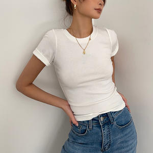 Camisetas Cortas Personalizadas OEM para Mujer, Camisetas Blancas de Verano para Mujer, Camisetas Cortas de Algodón Y2K para Mujer, Camisetas Cortas Blancas para Chica - Product Image 2