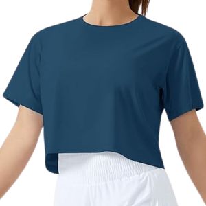 Premium Quality Navy Blue Relaxed Women Yoga Crop Tops Cotton Blend Air Flow Moisture Control Fitness Yoga Tops - Product Image 3
