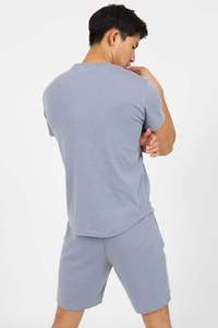 Ensemble de survêtement d'été 2 pièces personnalisé pour homme, respirant, 100 % coton tricoté, t-shirt à manches courtes et short, vêtements de sport OEM - Product Image 2