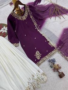 ชุดเสื้อท่อนบน 3 ชิ้น พร้อมผ้าคลุมไหล่ ดีไซน์หรูหรา ตกแต่งด้วยงานปักสวยงาม สำหรับผู้หญิง สวมใส่ในงานพิธีแบบดั้งเดิม - Product Image 4