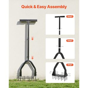 Aérateur de pelouse manuel robuste de 9,2 po avec 15 pointes en fer, manche long et plaque large – Outil d'aération de gazon de qualité supérieure - Product Image 5