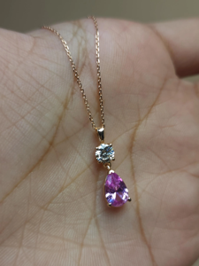 Gold Plated Pear Cut Cubic Zirconia Pendant Necklace Women's Claw Setting Classic Box <b>Chain</b> Everyday Jewelry - Product Image 3