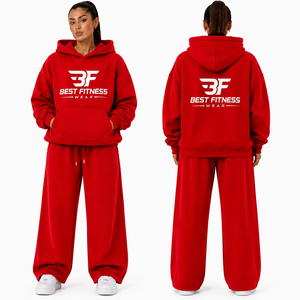 BEST FITNESS WEAR Ensemble de survêtement de luxe pour femme de haute qualité, 100% coton, molleton technique, sweat-shirt oversize et pantalon de survêtement, ensemble d'hiver - Product Image 5