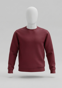 เสื้อสเวตเชิ้ตคอกลมสีเบอร์กันดีสำหรับผู้ชาย ทรงปกติ ผ้าถัก สีพื้น สวมใส่สบายๆ สำหรับฤดูใบไม้ร่วง - Product Image 1