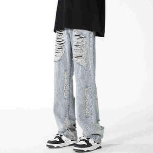 Jeans de Diseñador para Hombre, Corte Slim Fit, al por Mayor, de Alta Calidad, a la Moda, Negros, Estilo Biker, Cintura Media, Ropa Urbana - Product Image 2