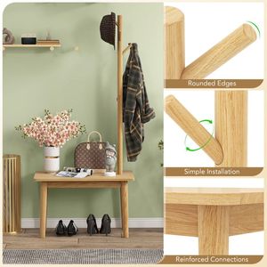 Tavolino in Legno Massello con Appendiabiti 2-in-1 per Soggiorno, Camera da Letto, Ingresso e Uso Alberghiero - Product Image 5