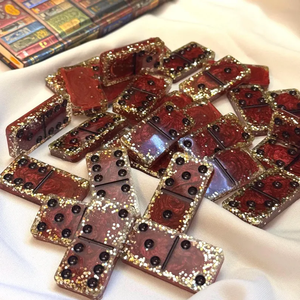 Handmade Red Resin <b>Domino</b> <b>Set</b>, Customizable Party Game Luxury Game <b>Set</b> - Product Image 6