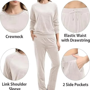Conjunto Deportivo de Terciopelo para Mujer, Transpirable y Ecológico, Talla Grande, Otoño Invierno, Mangas Largas, de Pakistán, Venta al Por Mayor - Product Image 3