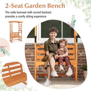 Arco da Giardino Multifunzionale 2-in-1 con Panchina, 39FT X 15.5FT, Capacità 660 Libbre, in Legno di Abete e Acciaio con Rivestimento Resistente alle Intemperie, per Parchi - Product Image 6