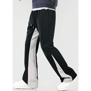 Pantalon de jogging évasé décontracté personnalisé de haute qualité pour hommes, avec patchwork et taille élastique, style empilé - Product Image 6