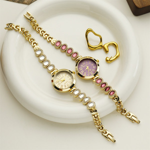 2026 New Factory Wholesale Fashion <b>Disc</b> quartz watch candy wristwatch luxurious and simple gemstone <b>gold</b> strap quartz watch - Product Image 5